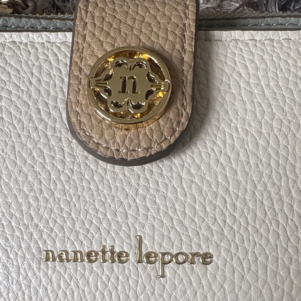 Nanette Lepore Olive, Cream & Tan Leather Wristlet Card Holder - Picture 12 of 12